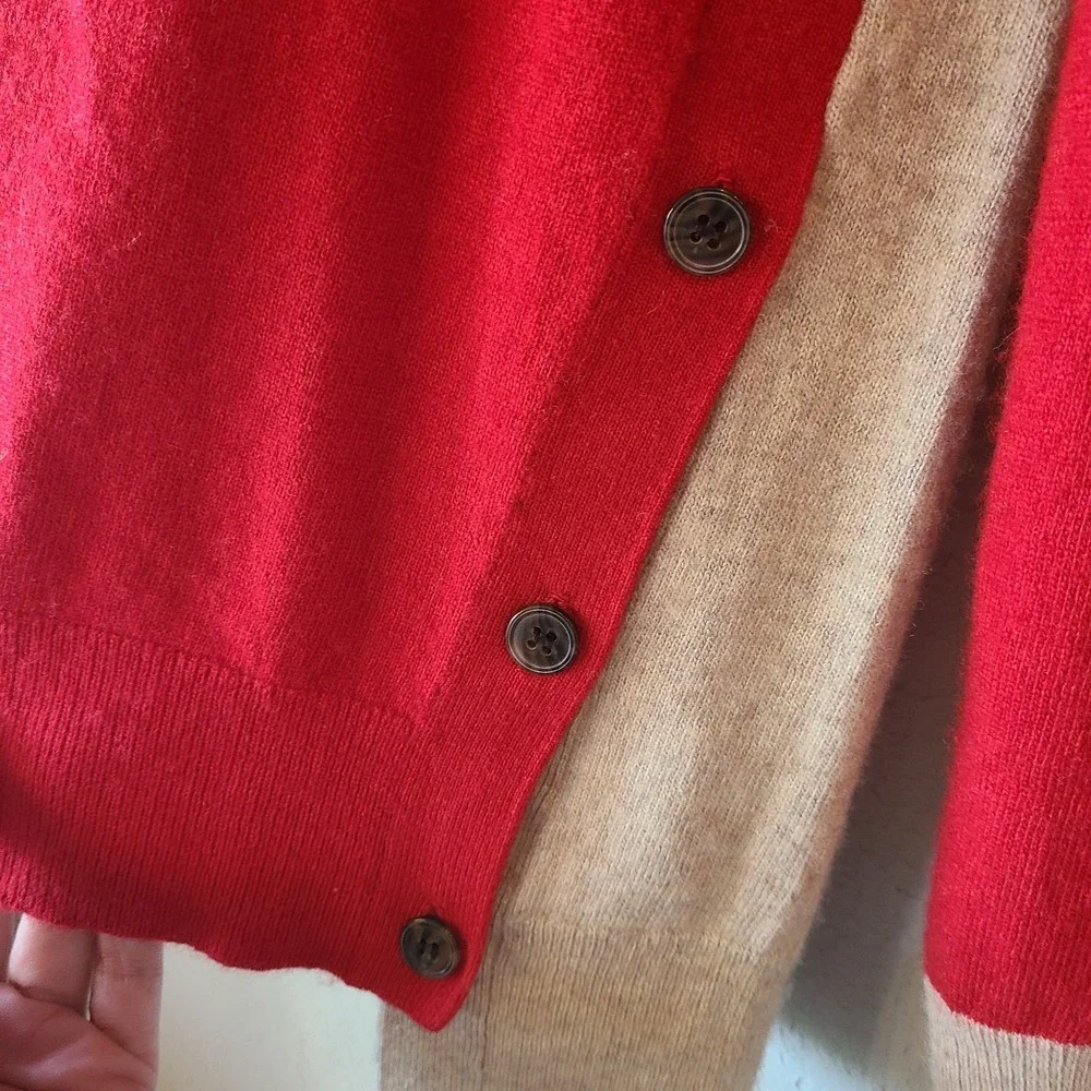 J. Crew Womens Elbow Patch Wool Blend Red/Tan Crew‎ Neck Pullover Size M